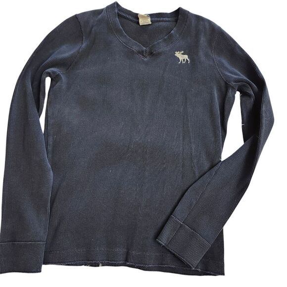 Abercrombie and Fitch Men's Blue v-neck long sleeve pullover sweater Sz LG - Picture 5 of 11